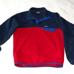 Patagonia Snap Tee Fleece Pullover Synchillla Navy and Red